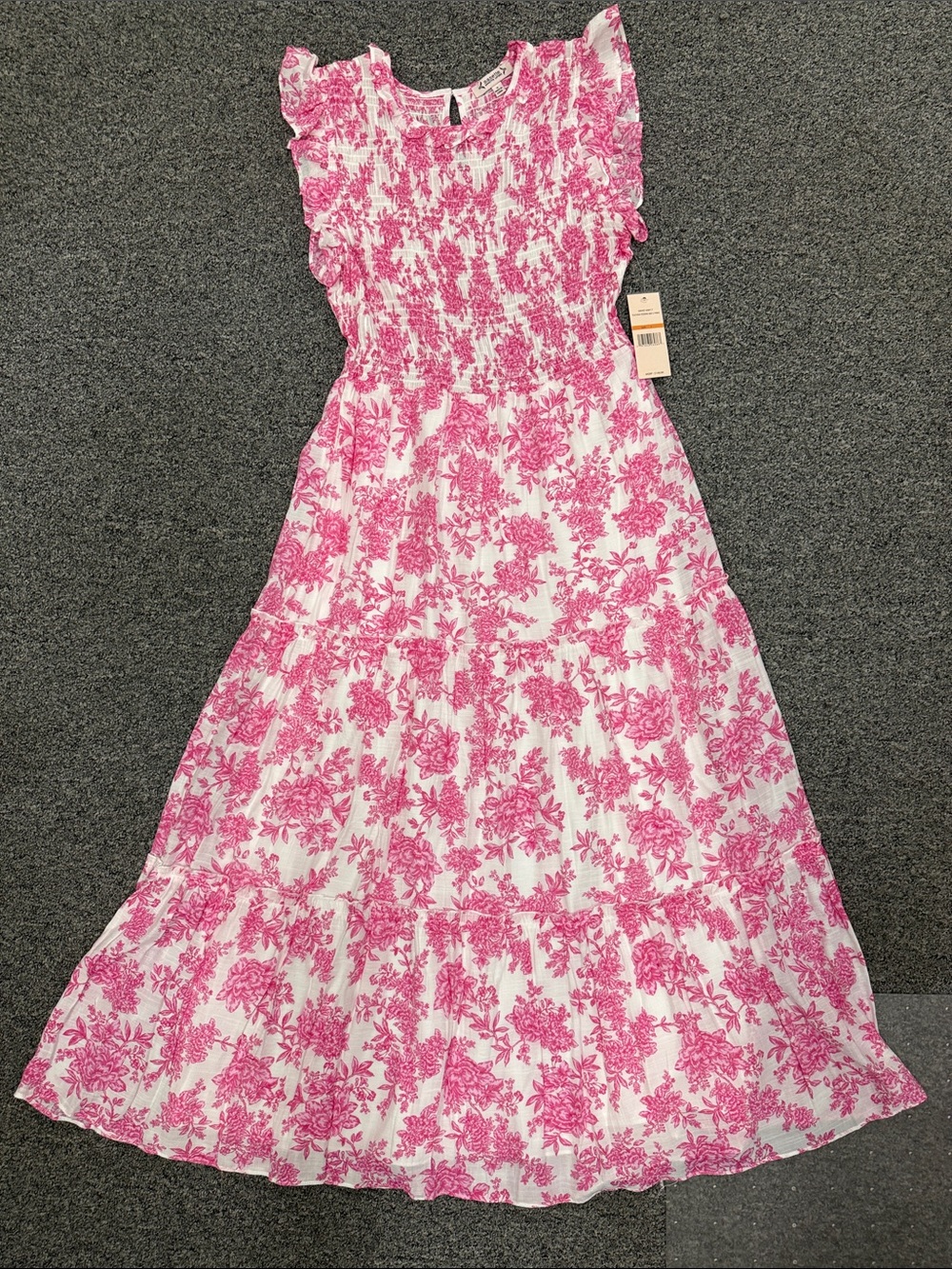 Nanette Lepore Pink Floral Ruffled Maxi Dress